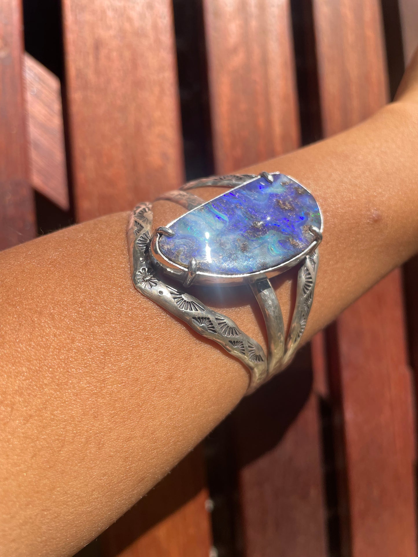 ~BLUE BOULDER OPAL CUFF~