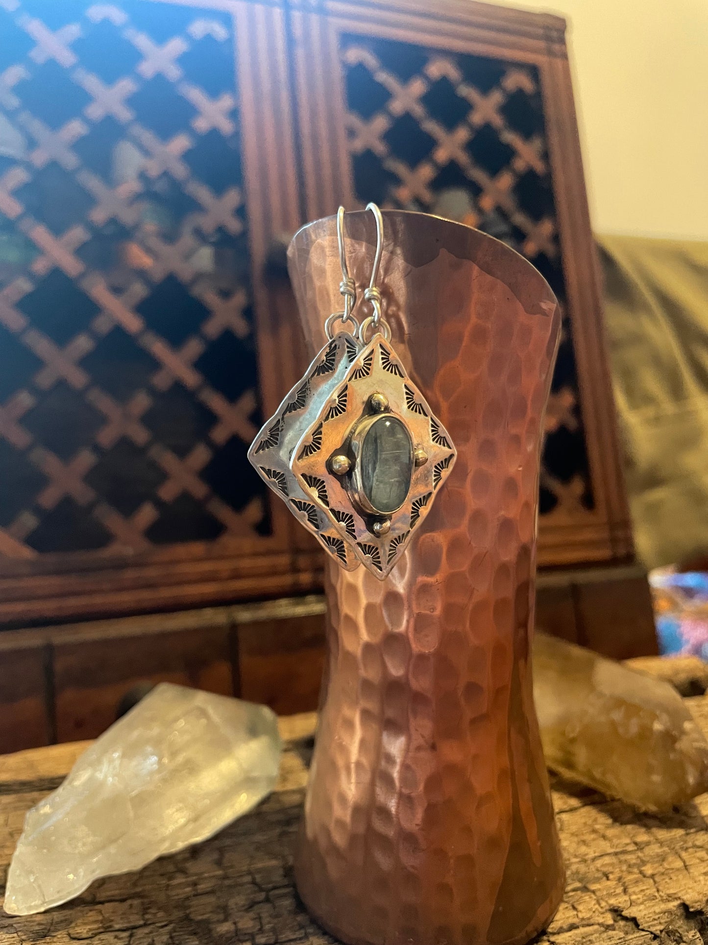 ~NAVAJO STYLE BLUE KYANITE EARRINGS~