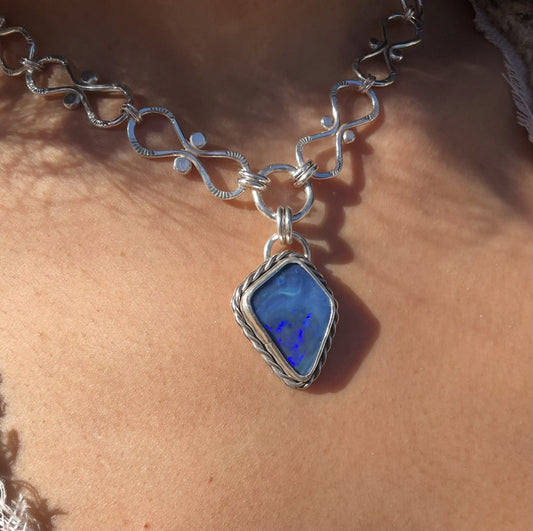 ~ONE-OF-A-KIND BLUE OPAL NECKLACE~
