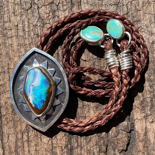 ~BLUE OPAL BOLO TIE~