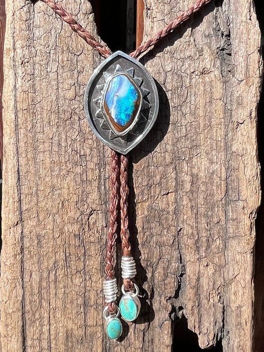 ~BLUE OPAL BOLO TIE~