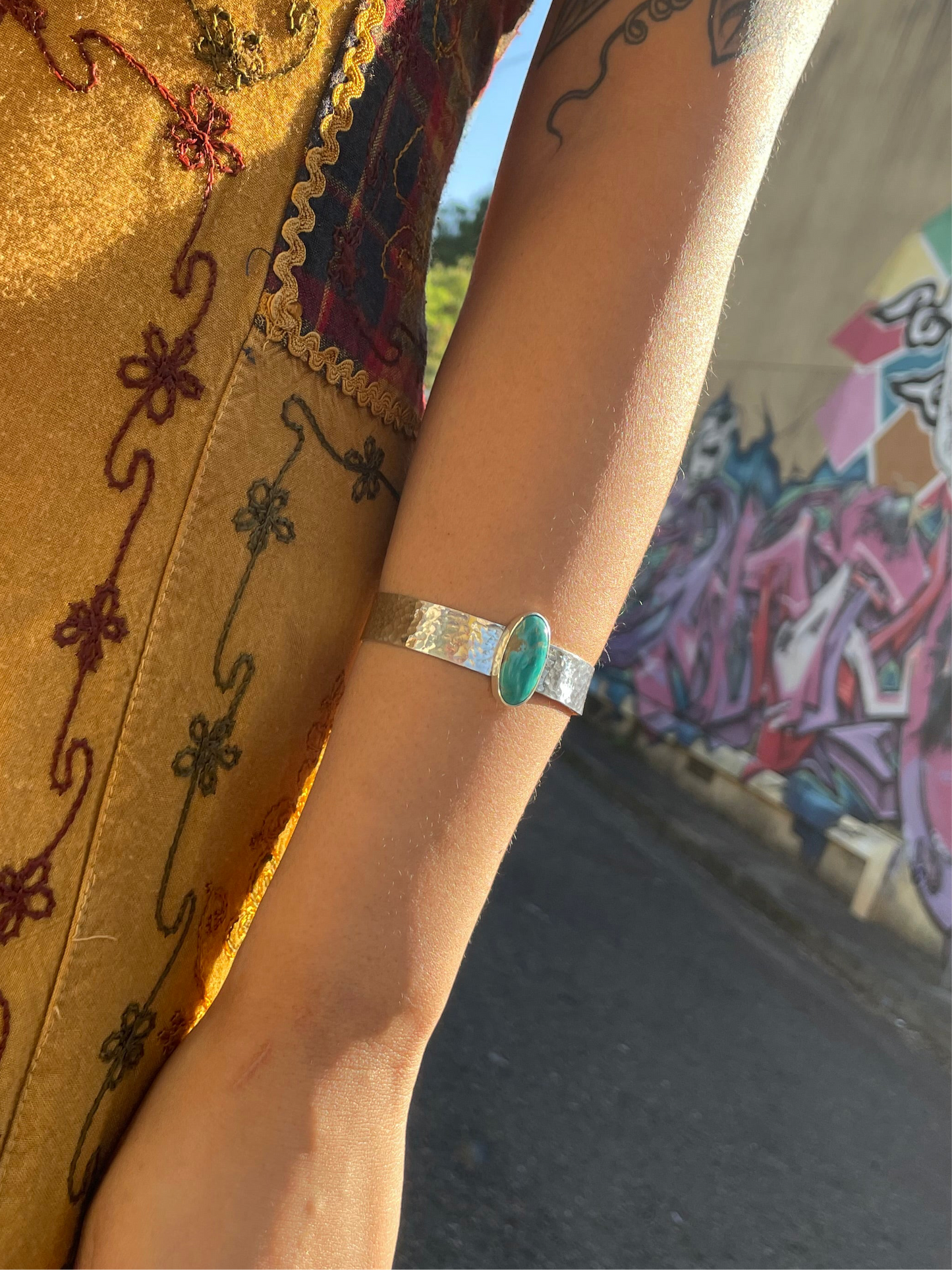 ~SONORAN TURQUOISE HAMMERED CUFF~