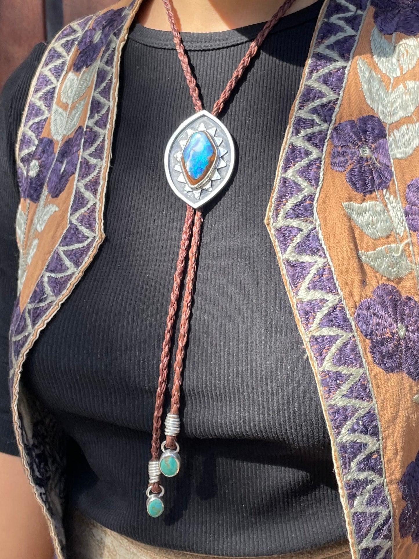 ~BLUE OPAL BOLO TIE~