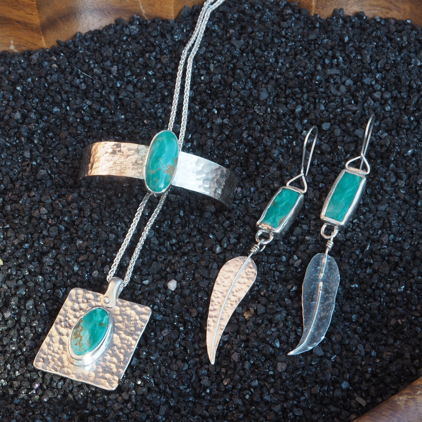 ~SONORAN TURQUOISE HAMMERED CUFF~