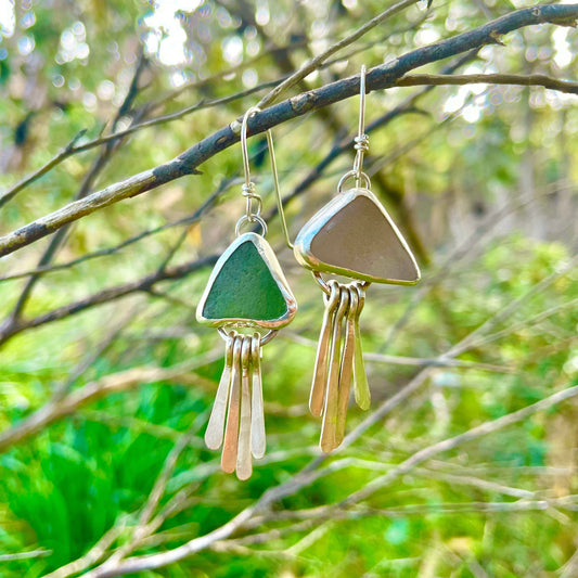 ~SEA GLASS FRINGE EARRINGS~