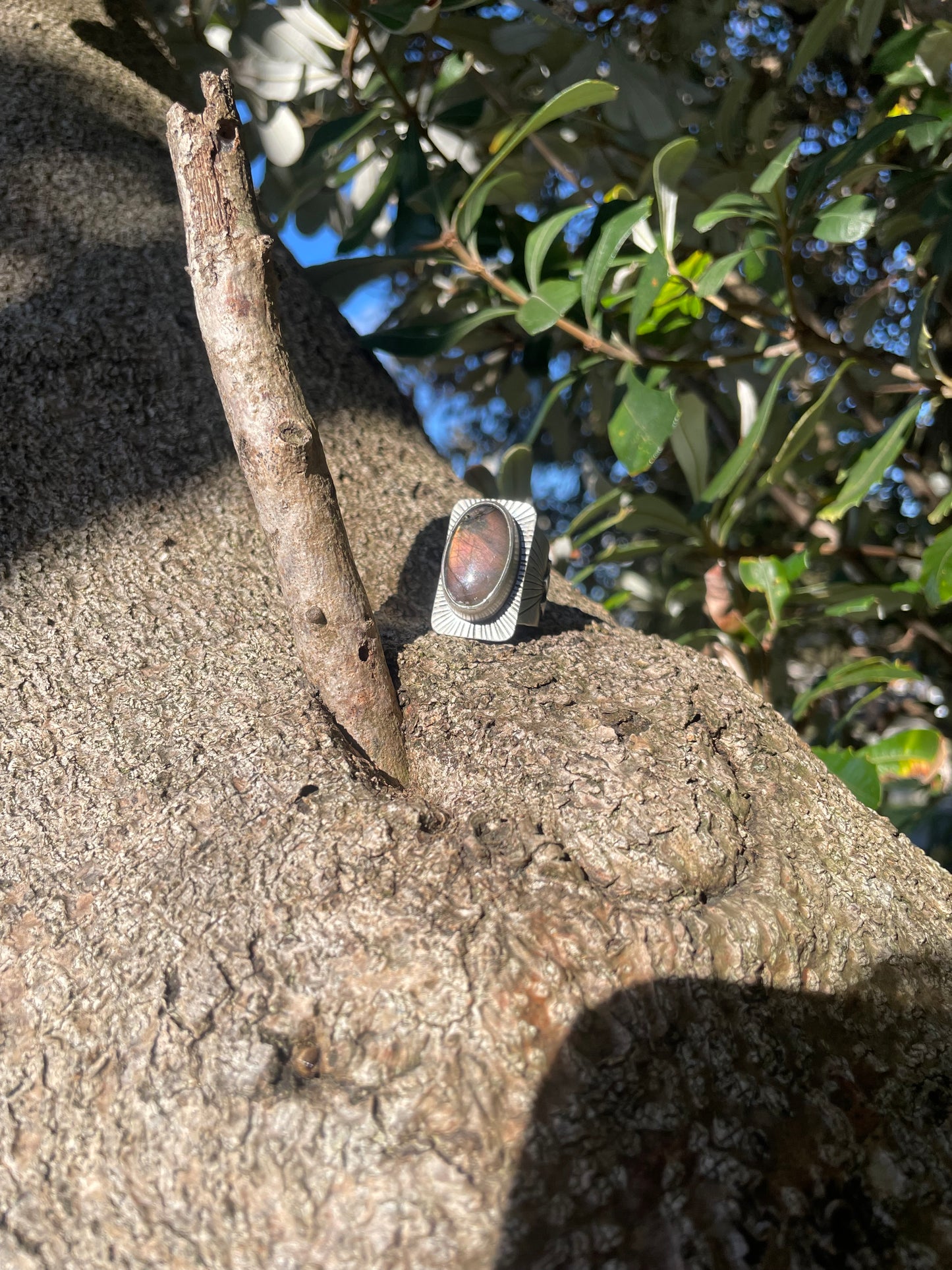 ~STRAWBERRY MOON~ PINK LABRADORITE RING (Size O, US7.25 )