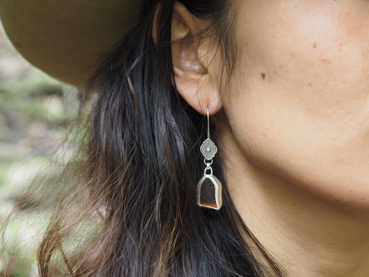 ~TALISMAN STAMP SEA GLASS EARRINGS~