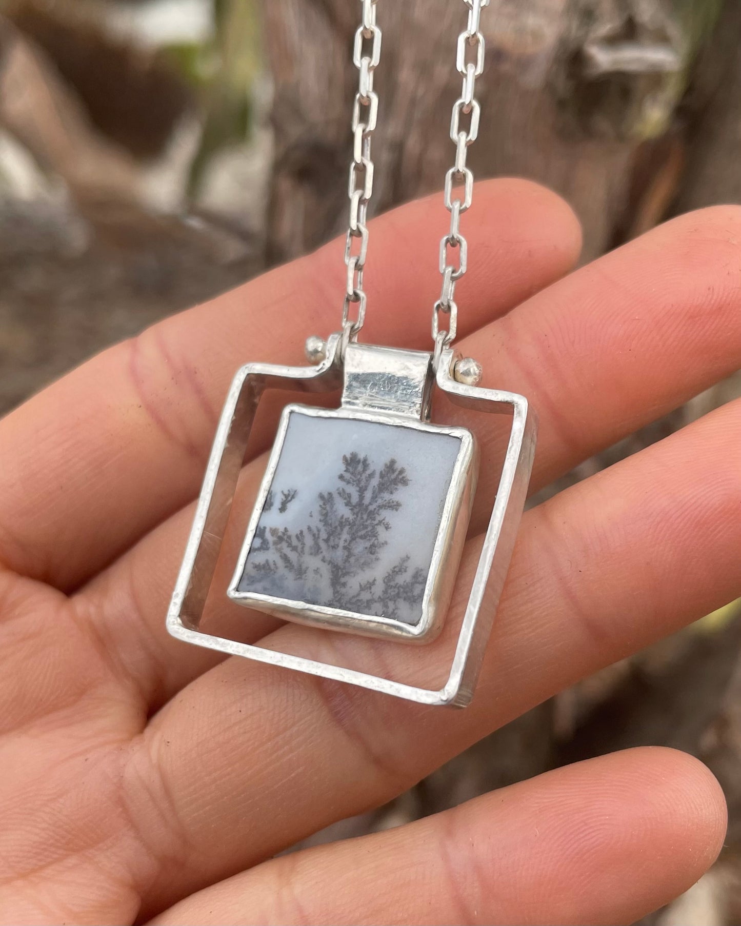 ~PICTURE FRAME DESIGN NECKLACE~ Dendritic agate