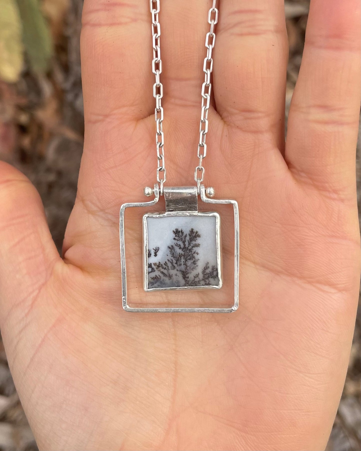 ~PICTURE FRAME DESIGN NECKLACE~ Dendritic agate