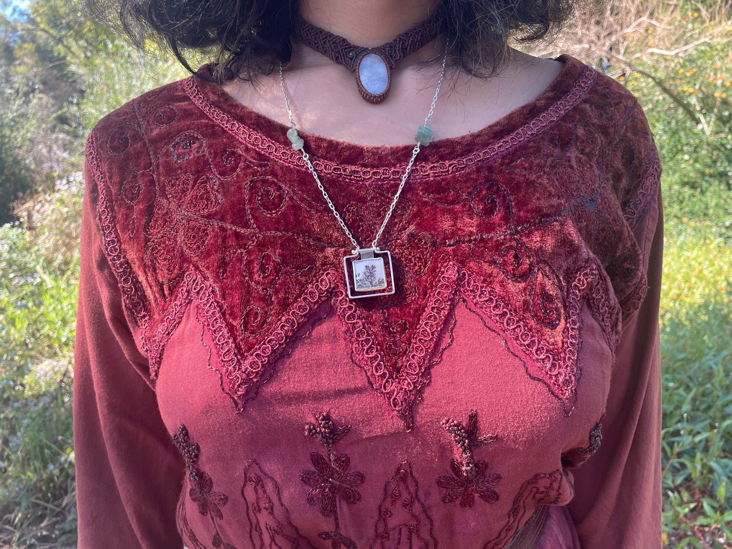 ~PICTURE FRAME DESIGN NECKLACE~ Dendritic agate