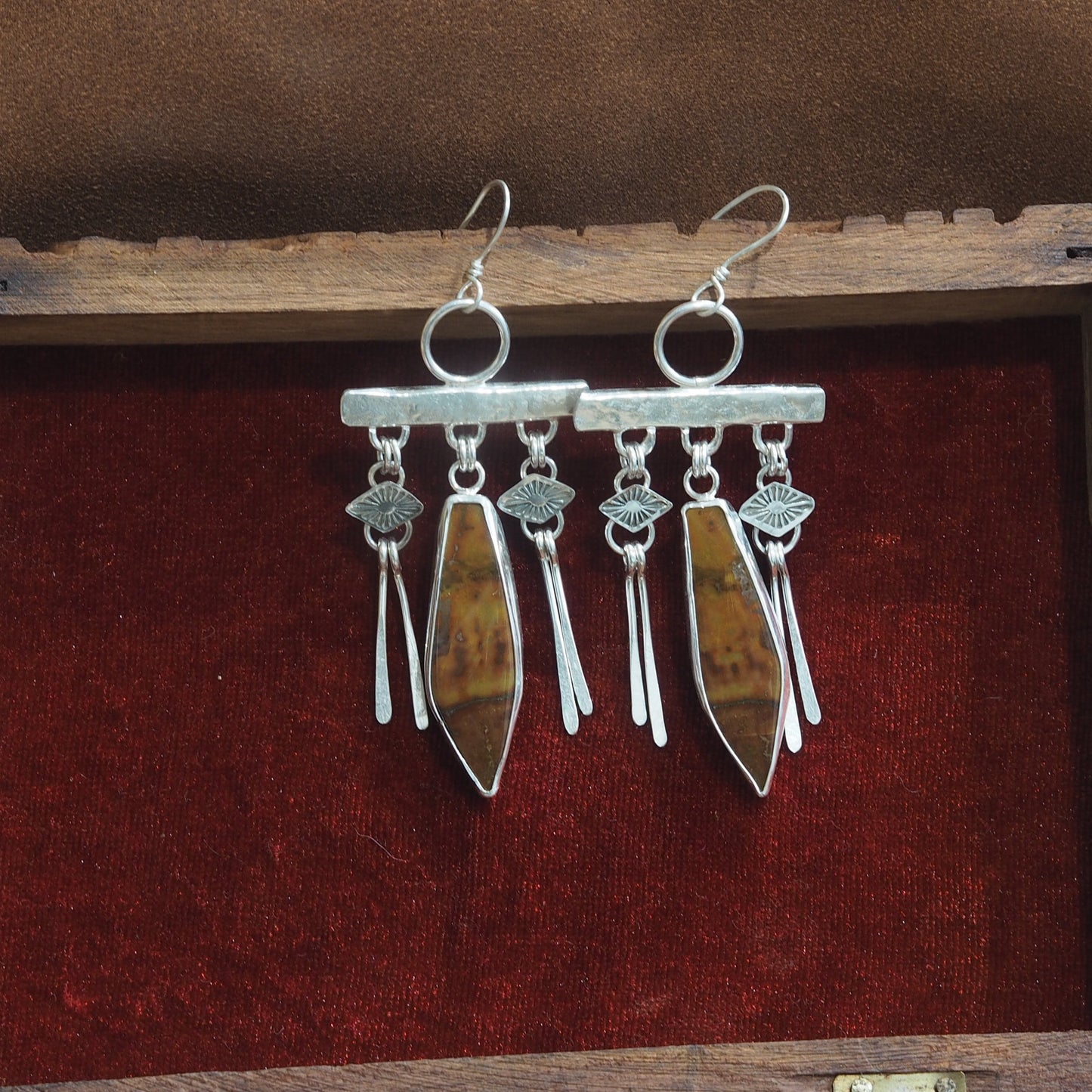 ~NAVAJO STYLE BLOODSTONE EARRINGS~