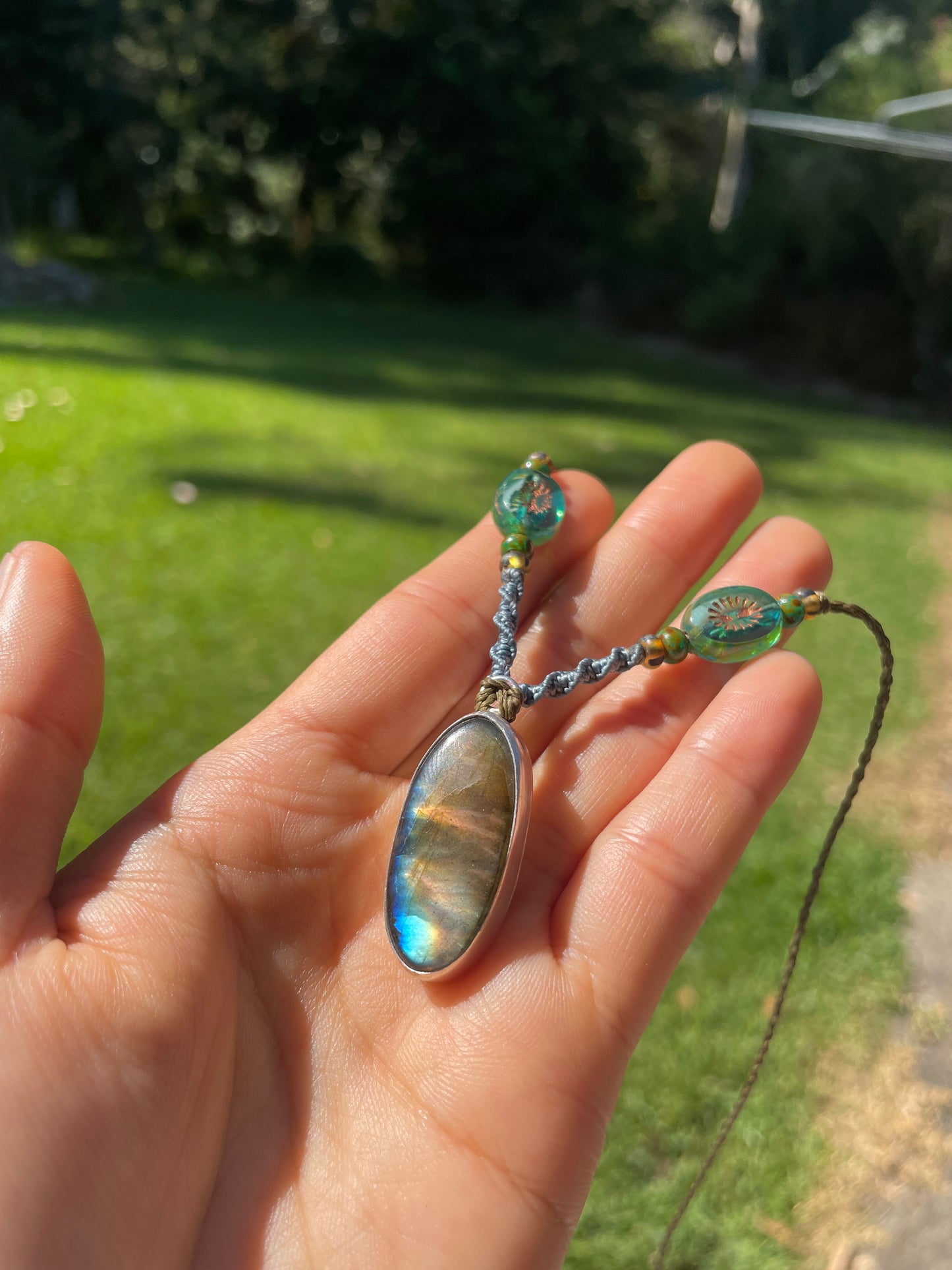 ~ORANGE BLUE LABRADORITE NECKLACE~