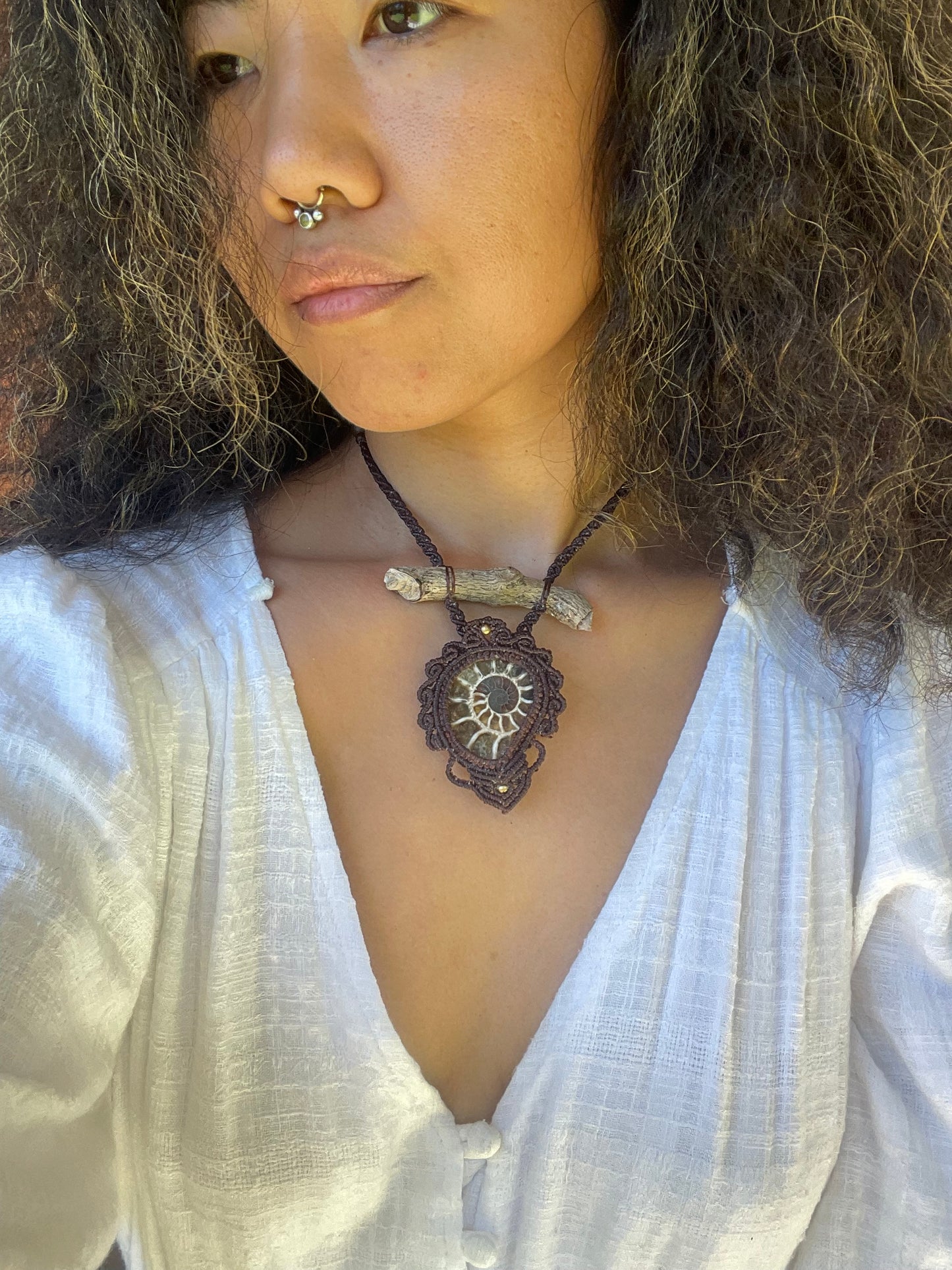 ~GROUNDING NECKLACE~AMMONITE+DRIFTWOOD