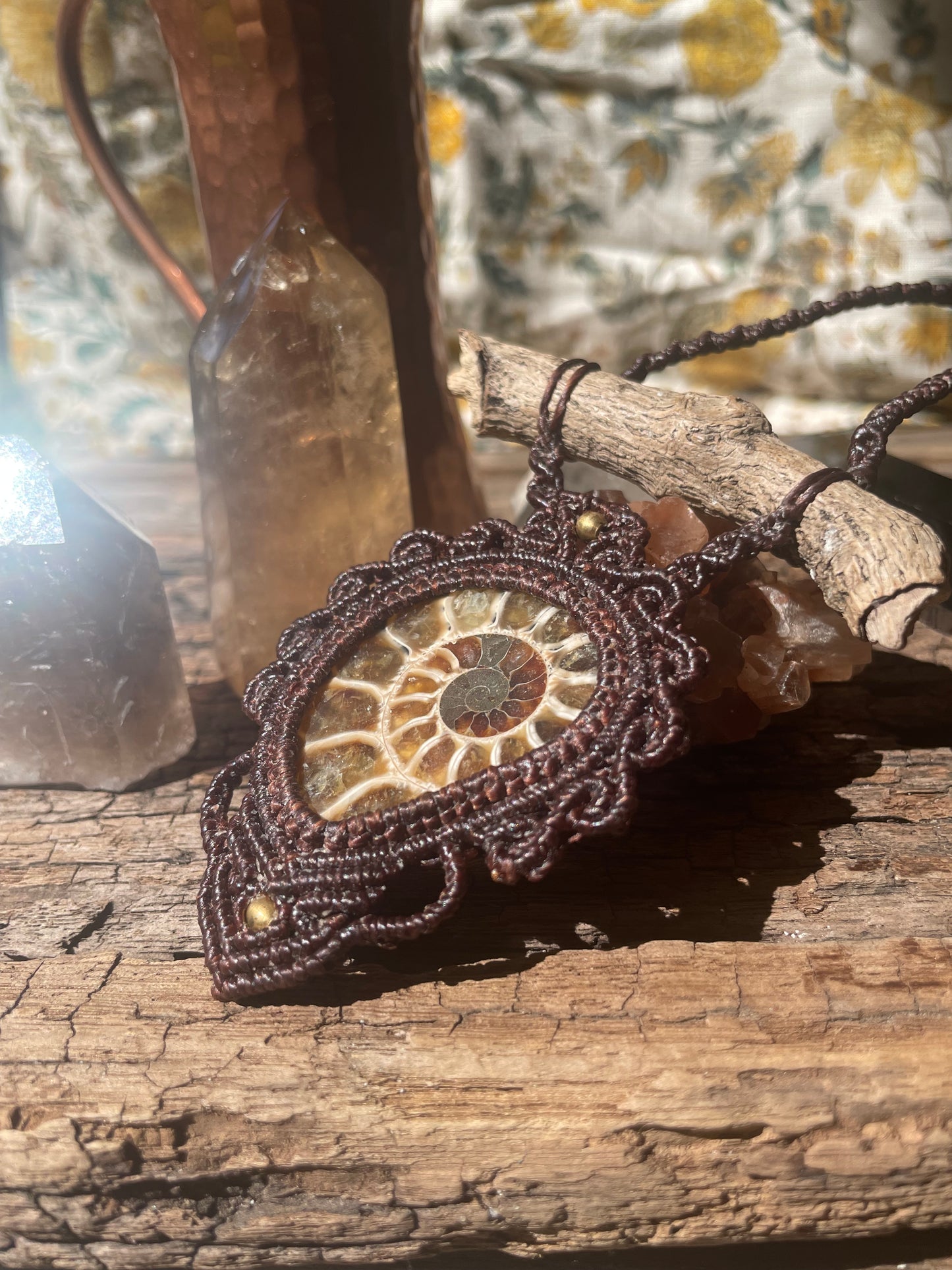 ~GROUNDING NECKLACE~AMMONITE+DRIFTWOOD