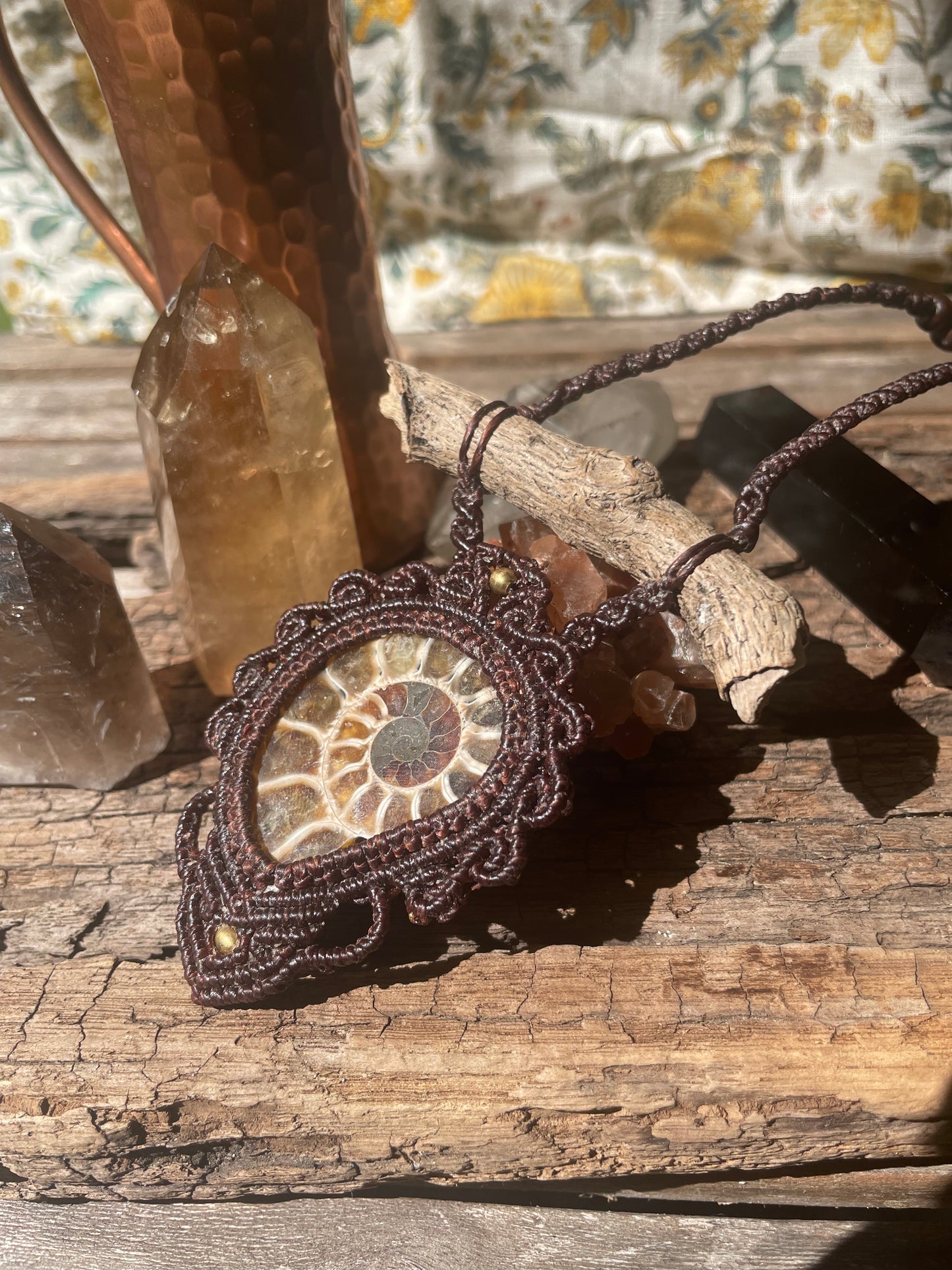 ~GROUNDING NECKLACE~AMMONITE+DRIFTWOOD