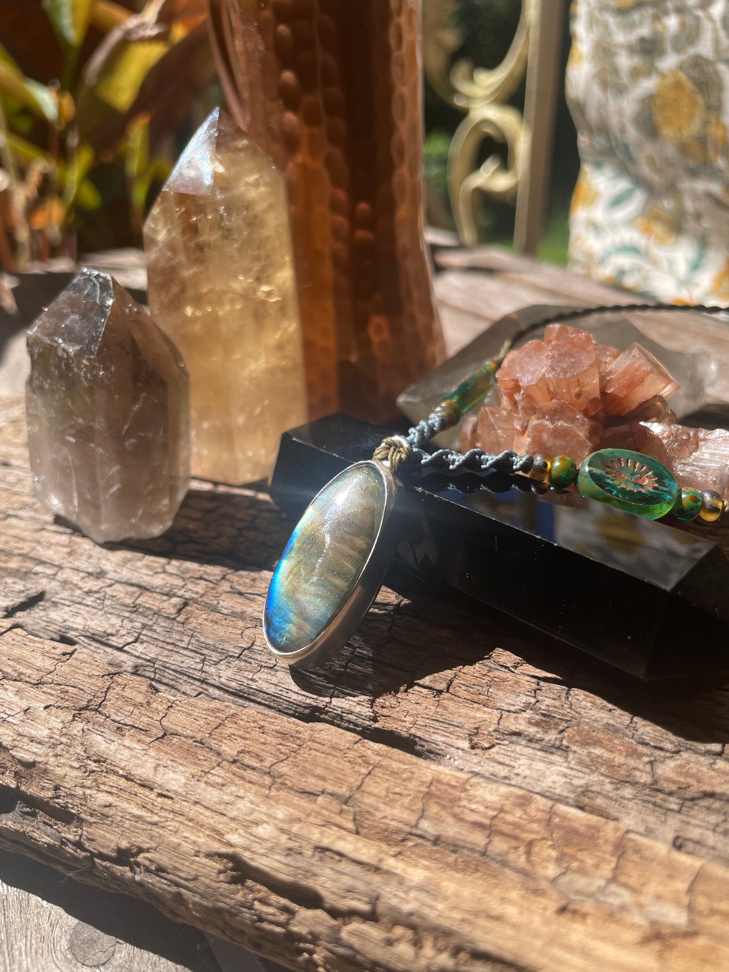 ~ORANGE BLUE LABRADORITE NECKLACE~