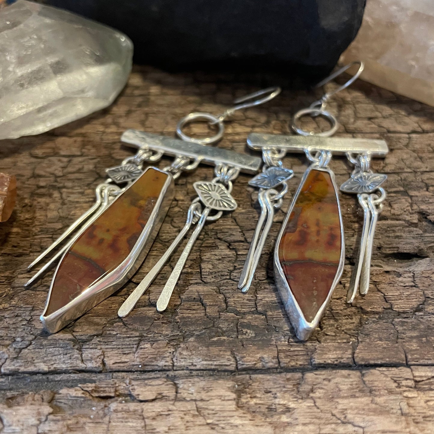 ~NAVAJO STYLE BLOODSTONE EARRINGS~