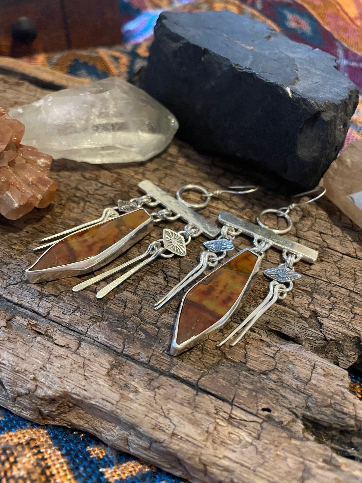 ~NAVAJO STYLE BLOODSTONE EARRINGS~