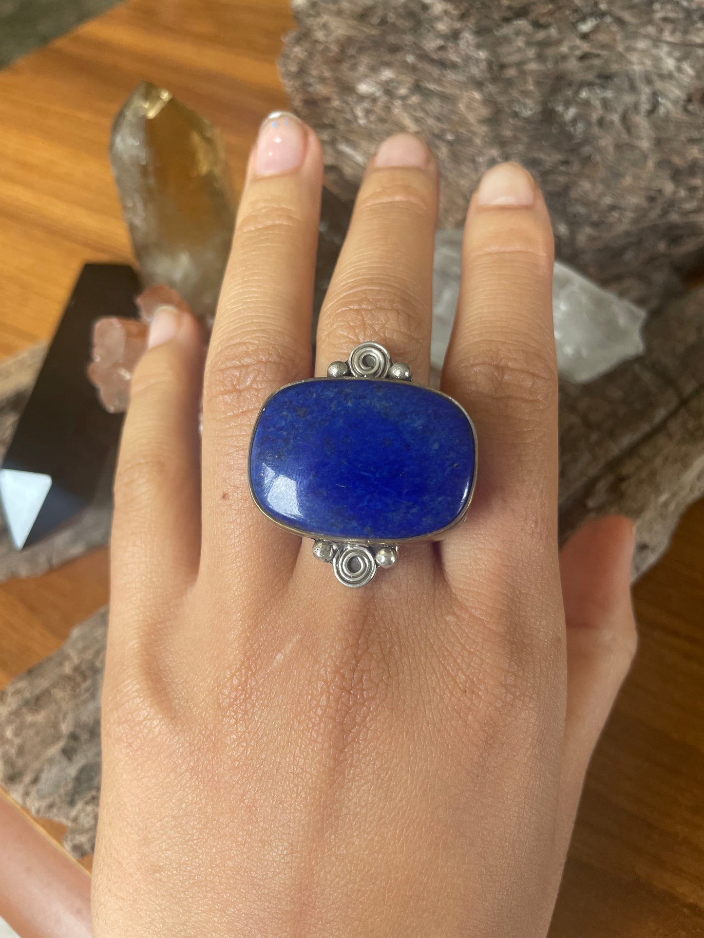 ~LAPIS LAZULI TRIBAL STATEMENT RING~ Size US 6(L1/2)