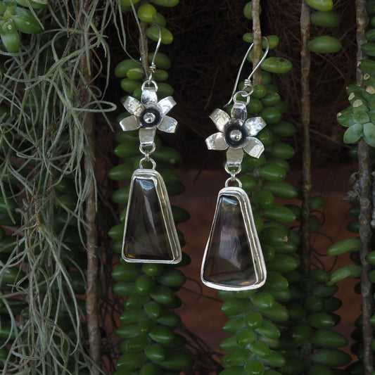 ~FLANNEL FLOWER EARRINGS~ Montana agate