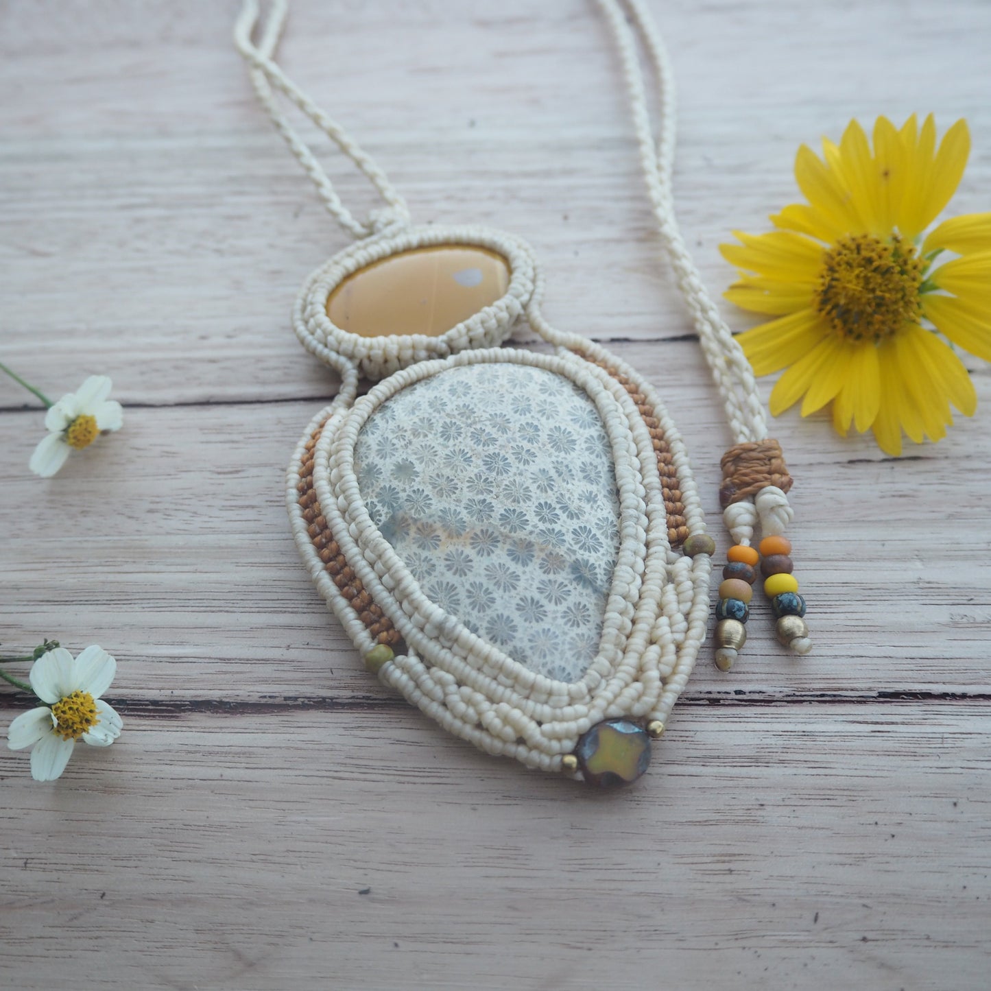 ~CORAL FOSSIL+AUSTRALIAN MOOKAITE NECKLACE~